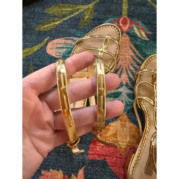 Authentic PRADA Gold Gladiator Strap Sandals Size 37.5 *READ DESCRIPTION* - Picture 6 of 12
